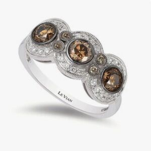 Levian Chocolate and Vanilla White Gold Ring, sz 7